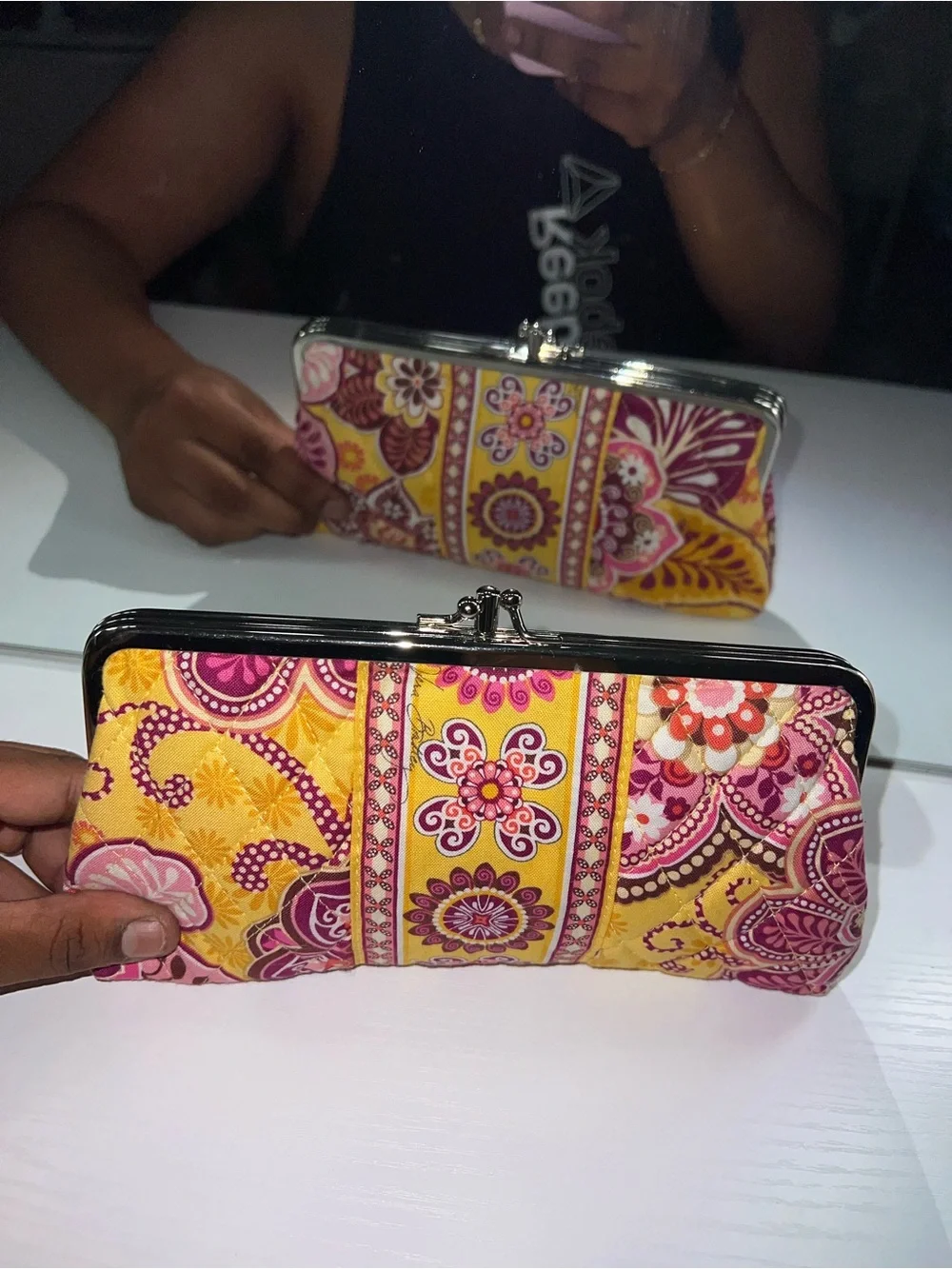 Vera Bradley Floral Frame Clutch - Yellow & Pink
